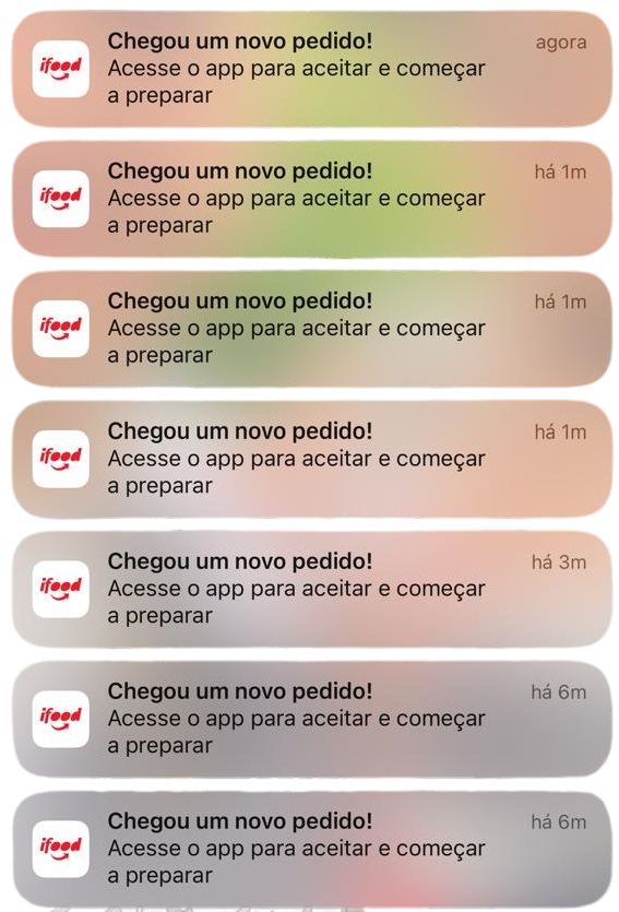 Notificações de pedidos do Brick Cake